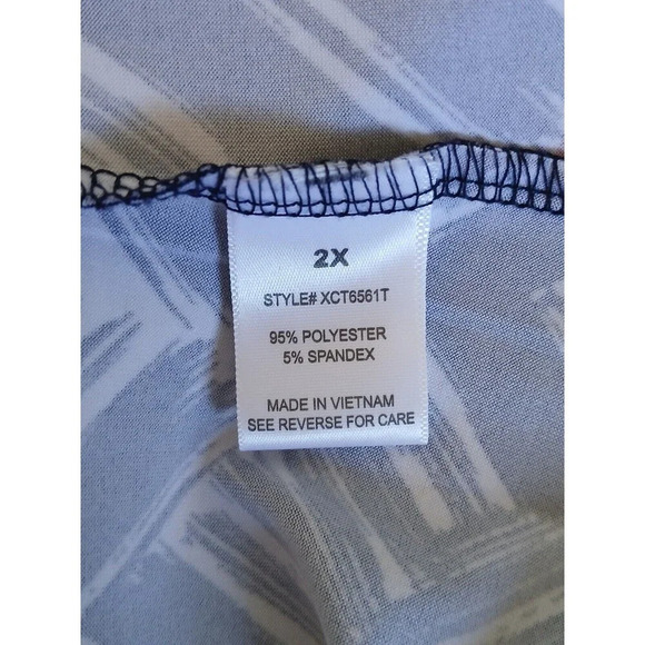 Always Indigo Womens Blouse 2X Colorful Mutiprint 3/4 Bell Sleeve With Keyhol - Picture 16 of 16